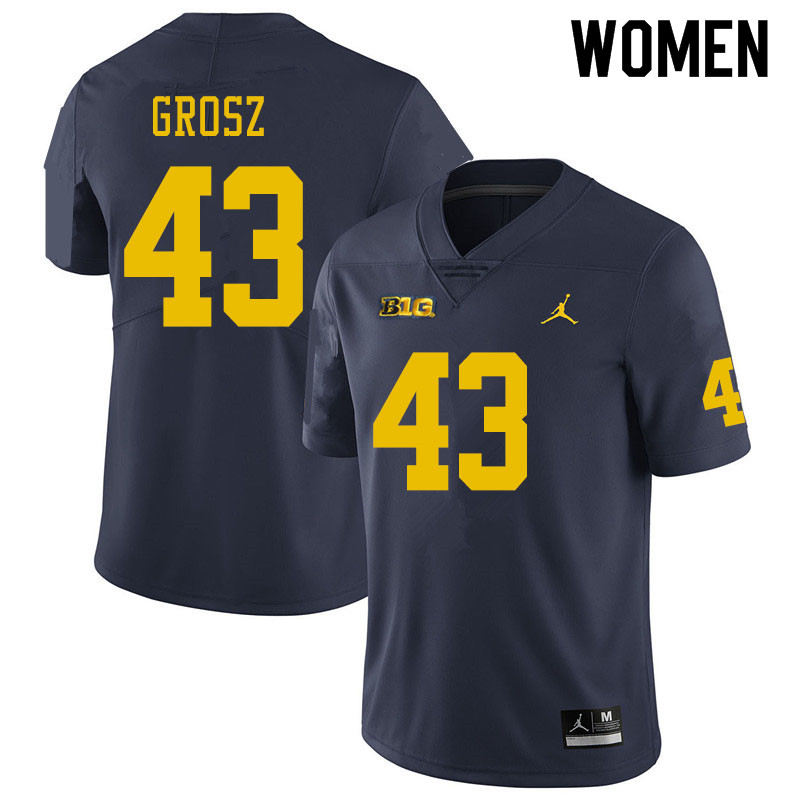 Women #43 Tyler Grosz Michigan Wolverines College Football Jerseys Sale-Navy